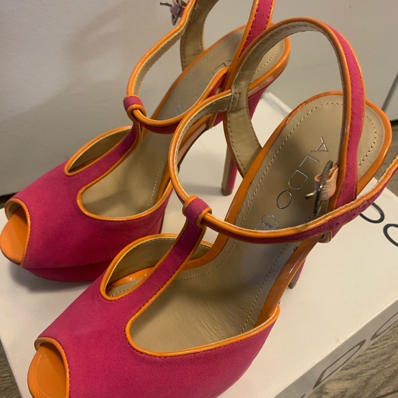 NWT Aldo ‘Detamble’ purple suede t-bar platform heels - Picture 4 of 9